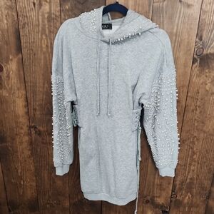 Akira Pearl Beaded Sweatshirt Dress
